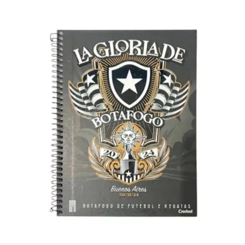 Caderno Botafogo Espiral Capa Dura 10 Matérias Escolar 160F - Credeal