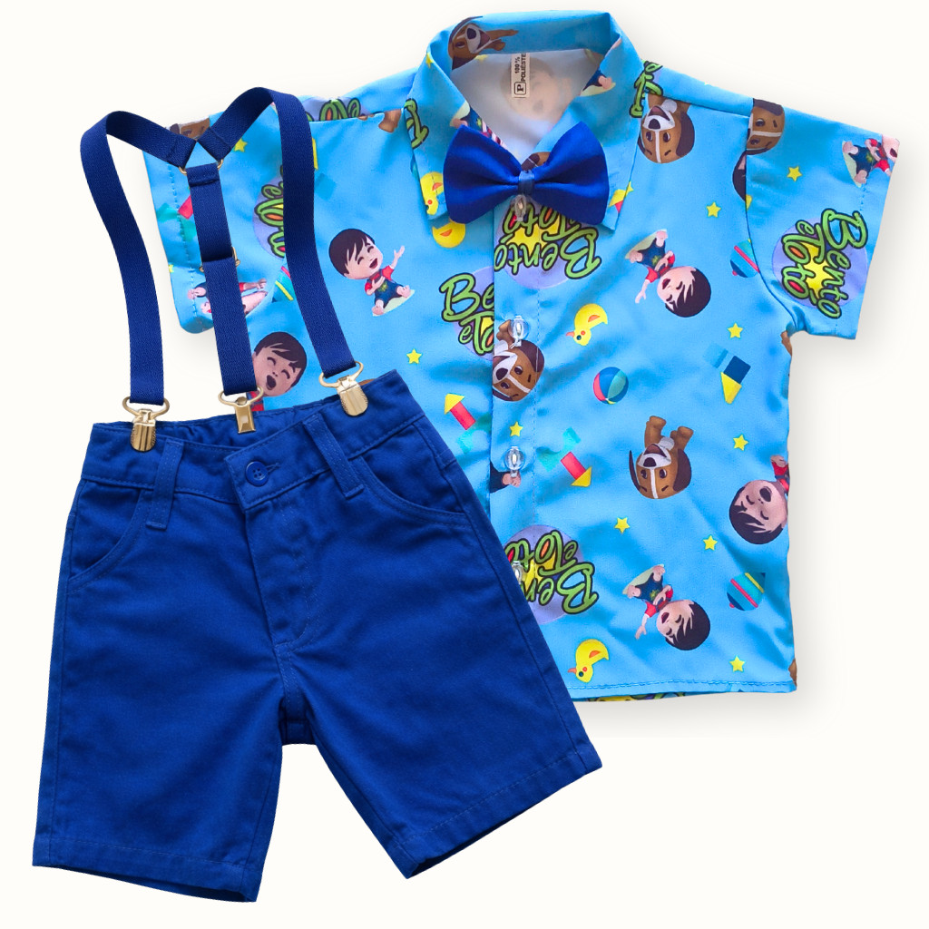 Conjunto Bento e Totó Infantil Look Festa Aniversário Roupa Temática Menino Suspensório Gravata em Oferta na Shopee