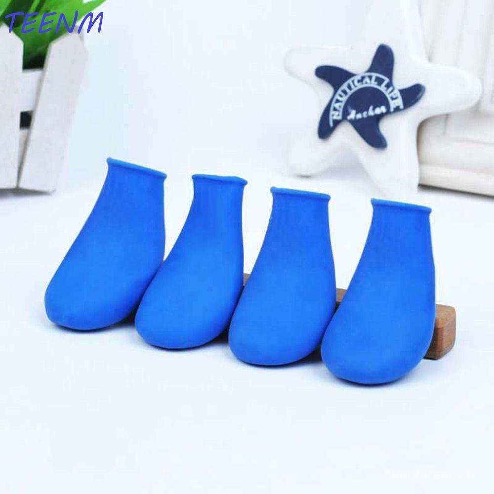 TEENM 4 Peças Sapatos De Chuva Para Cães , Meias De Borracha Anti-Sujeira Animais De Estimação , Botas Antiderrapantes À