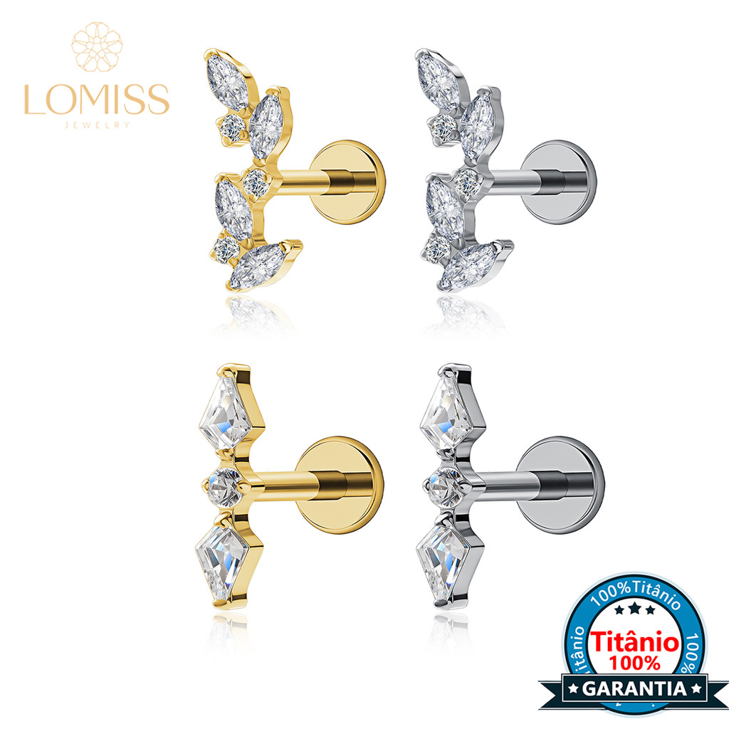 Piercing Orelha Labret Helix Tragus Conch Cluster Titânio | Lateral Nariz Boca Z