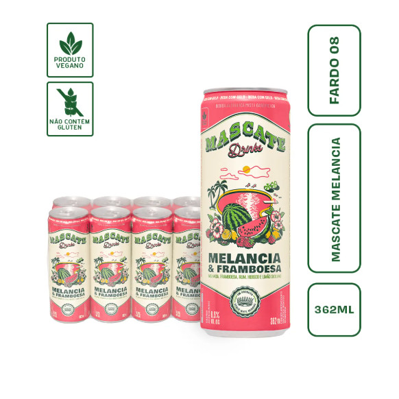 MASCATE DRINK MELANCIA E FRAMBOESA 362ML PACK COM 8 UN em Oferta na Shopee