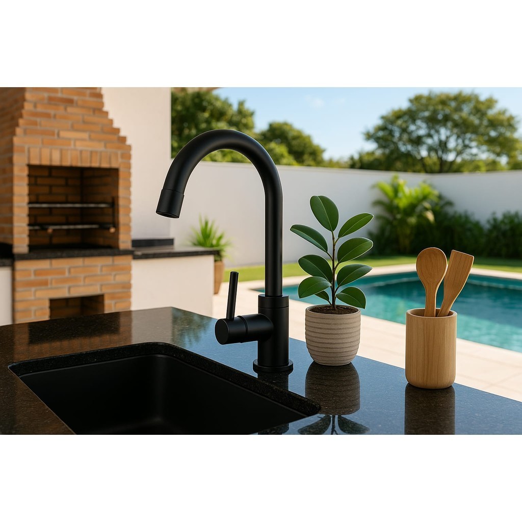 Torneira Gourmet Preta 1/4 de Volta Cozinha Banheiro - Design Sofisticado, Economia Inteligente