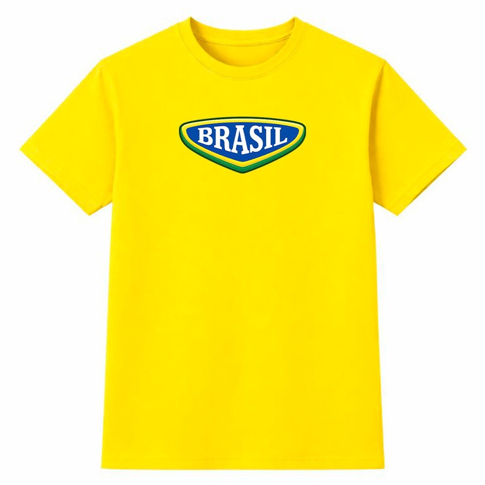 Camiseta Feminina 100% Algodão Camisa Brasil Emblema Clássico Futebol Copa do Mundo Torcida 