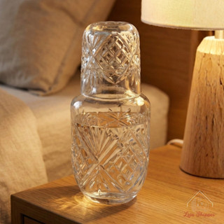 Moringa de Vidro Snow 500ml com Copo 145ml Água Cabeceira Quarto Escritório Luxo em Oferta na Shopee