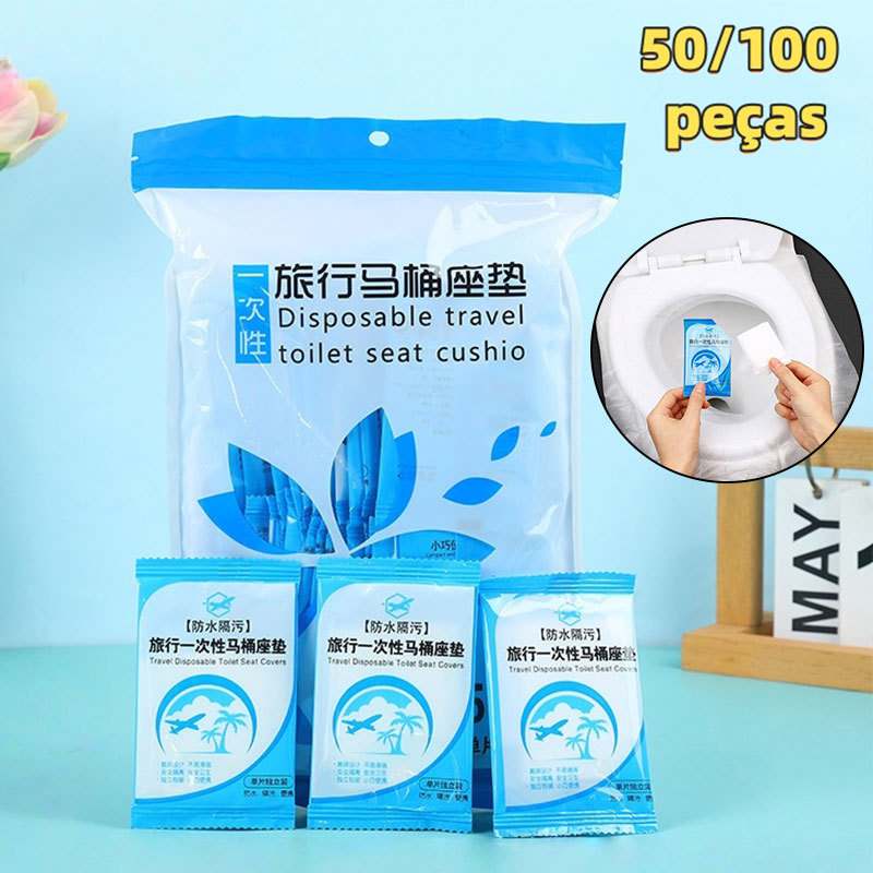 Tampa Sanitária Descartável Portátil - 50/100 Peças | Proteção e Higiene para Banheiros Públicos ou Viagem em Oferta na Shopee