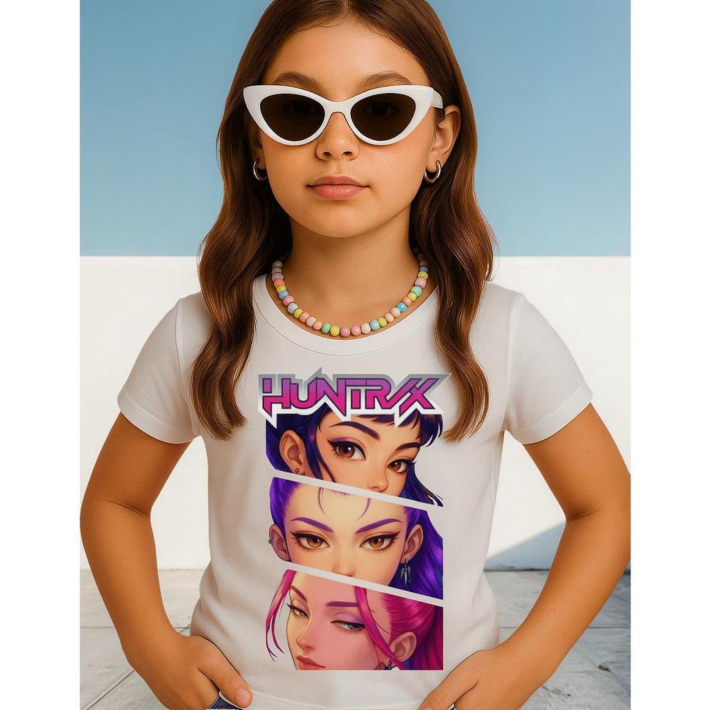 Camiseta Infantil  Infantojuvenil Guerreiras Do Kpop Huntrix