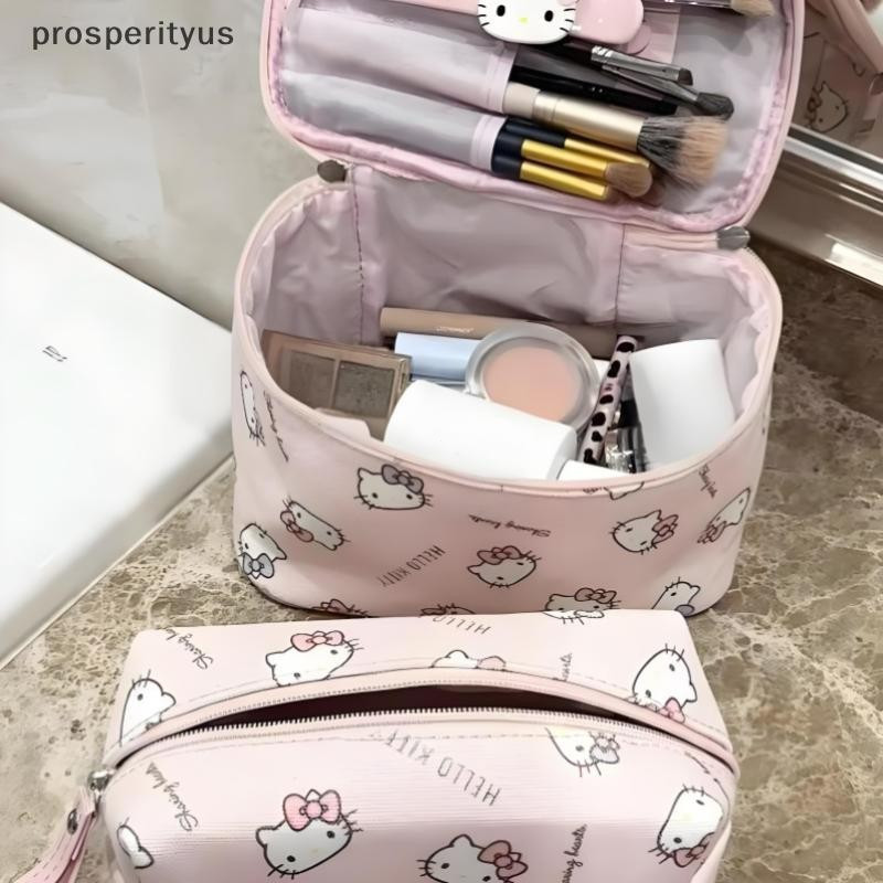 [prosperityus] Bolsa De Cosméticos Rosa Hello Kitty Armazenamento Portátil De Grande Capacidade [BR] — imagem 2 de 2