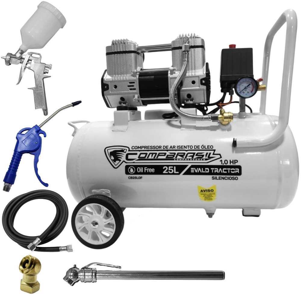 Compressor Portátil Isento 5,4 Pés 1HP 25L com Kit 5 Peças EVALD TRACTOR COMPBRASIL em Oferta na Shopee