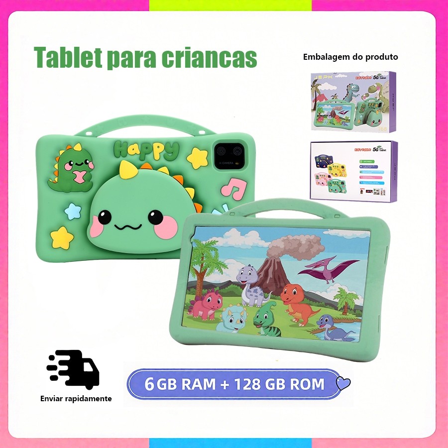Android polegadas crianças tablet jogo anti-queda tablet com estojo protetor Memory 6GB+128GB