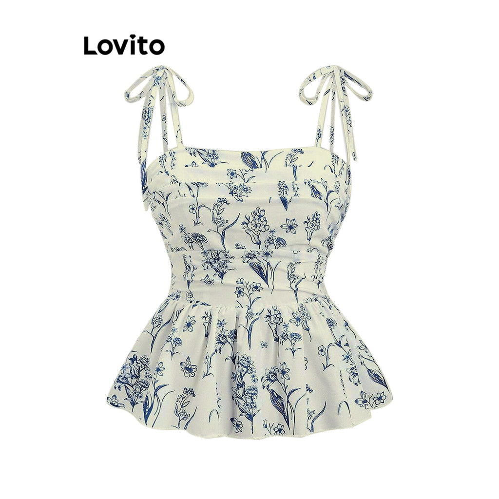 Lovito Regata Casual Ditsy Floral Com Cadarço Regata De Verão Para Mulheres L108ED336 em Oferta na Shopee