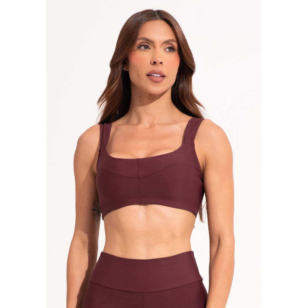 TOP FITNESS FEMININO COM ALÇA LARGA E RECORTES AURA DLK