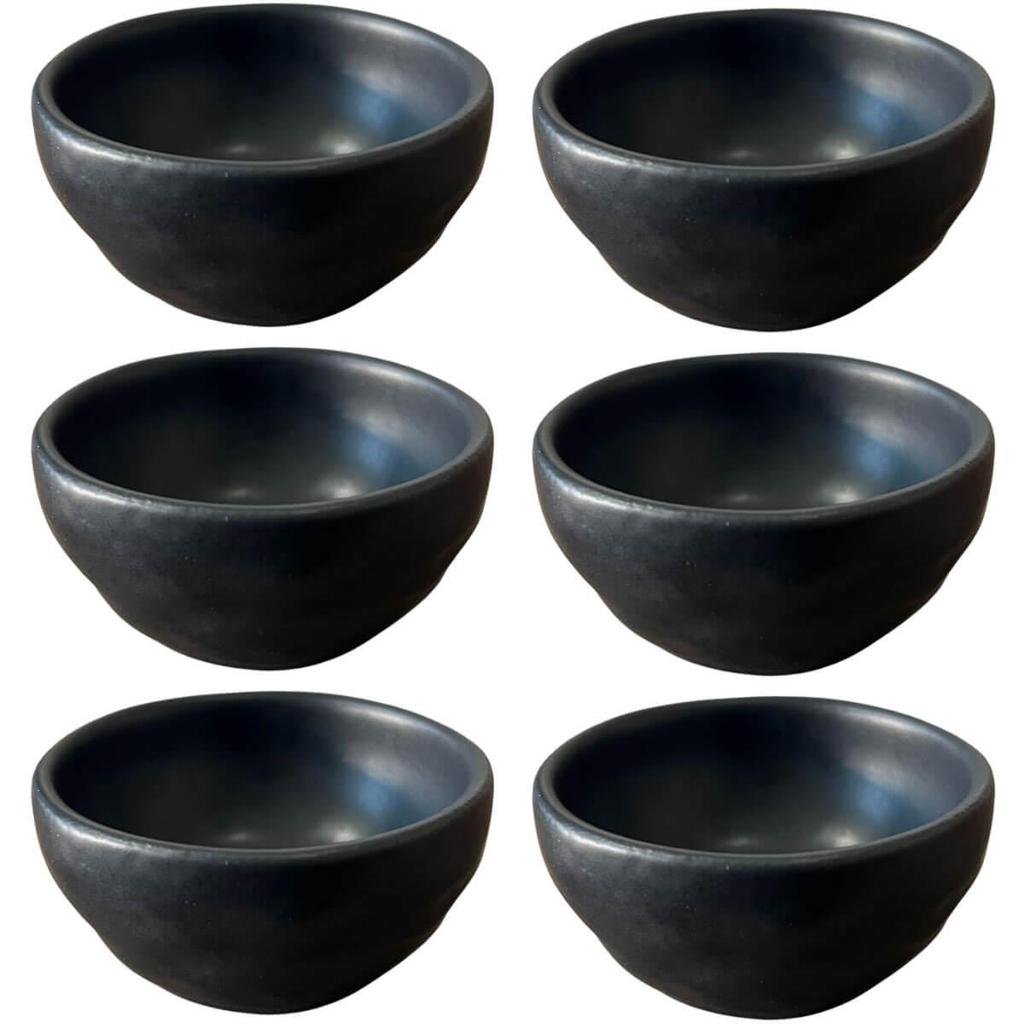 Kit 6 Ramekins Cerâmica 6,5x3cm Molheira 50ml Shoyu Orgânico Preto Matte Porto Brasil