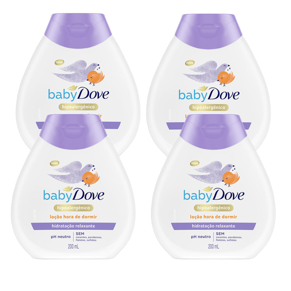 Kit 4 Cremes Hidratantes Infantil Baby Dove Hora De Dormir 200ml