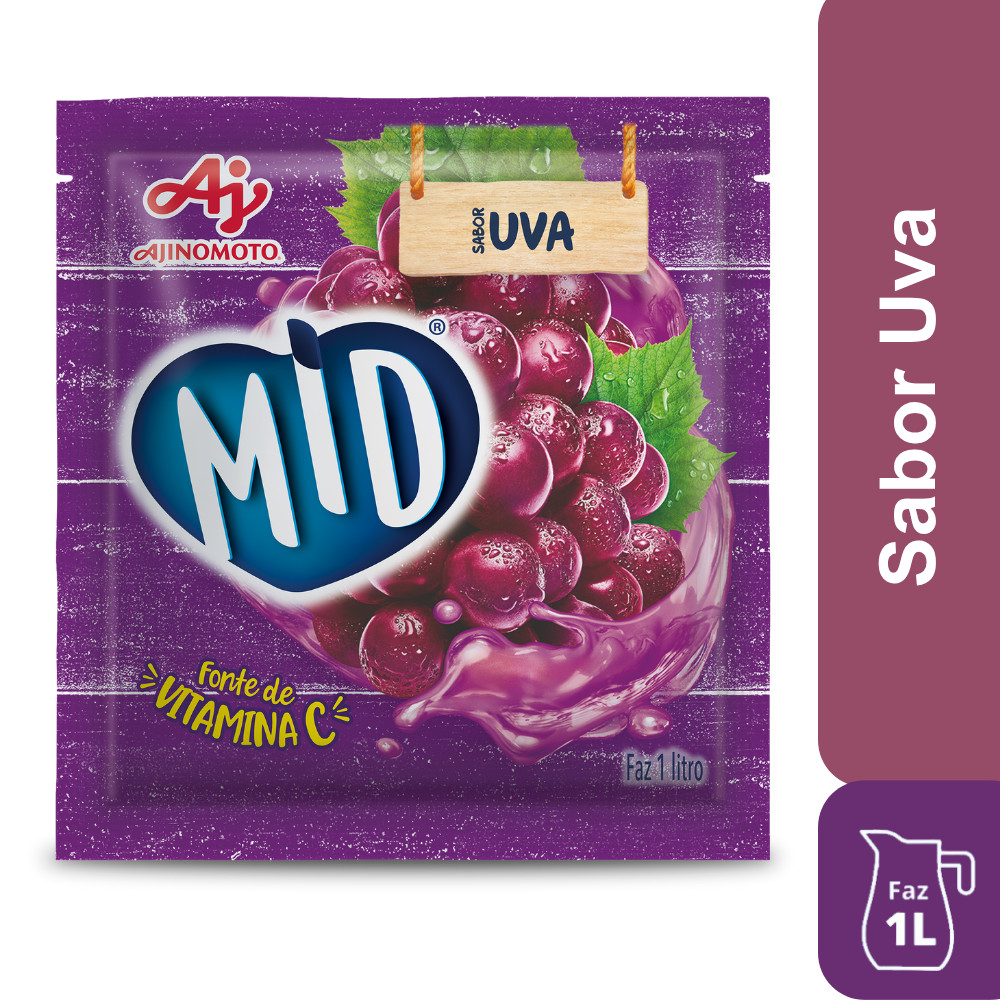Kit Refresco em Pó MID® Sabor Uva Com 5 Unidades de 20g em Oferta na Shopee