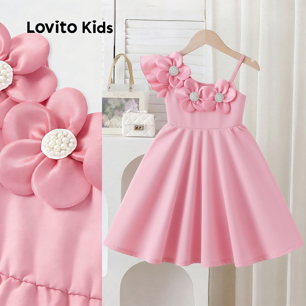 Lovito Vestido Infantil Fofo Assimétrico Primavera/verão Casamentos Formaturas E Aniversários Cor Vermelha L162LD278 em Oferta na Shopee