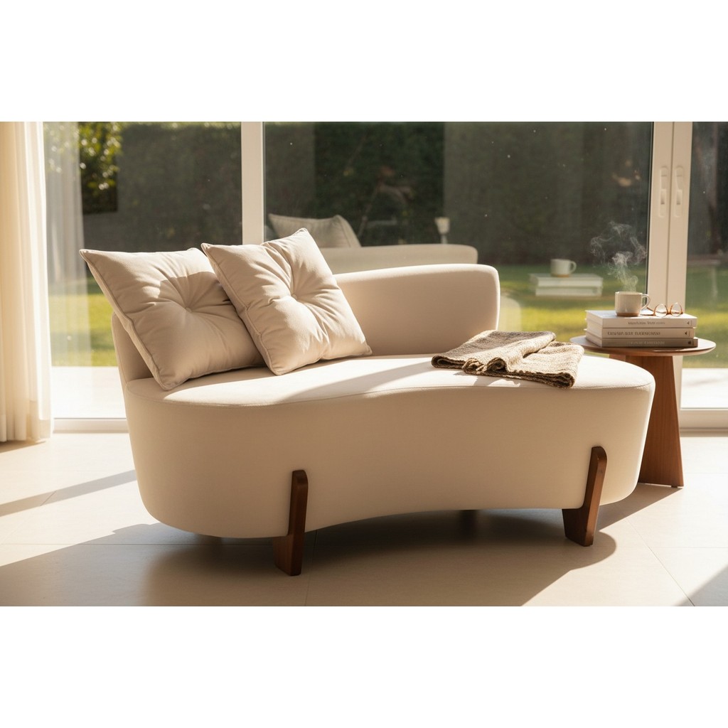 Namoradeira Sofá Feijão Luna 130cm Orgânica Suede