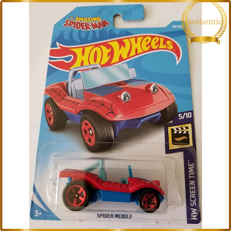 Hot Wheels The Amazing Spider-Man HW Screen Time Spider-Mobile Red Blue Int Card 1:64 Die-Cast Mini Car