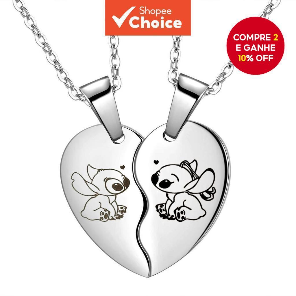 Novo Anime Dos Desenhos Animados Bebê Coração Casal Colar Pingente Jóias Para Amantes