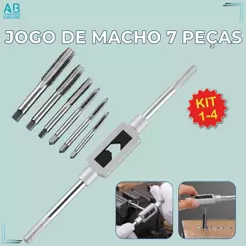 Jogo Kit de Vira Macho M3 a M12 7 Peças Profissionais Alta Durabilidade e Aço Titanium