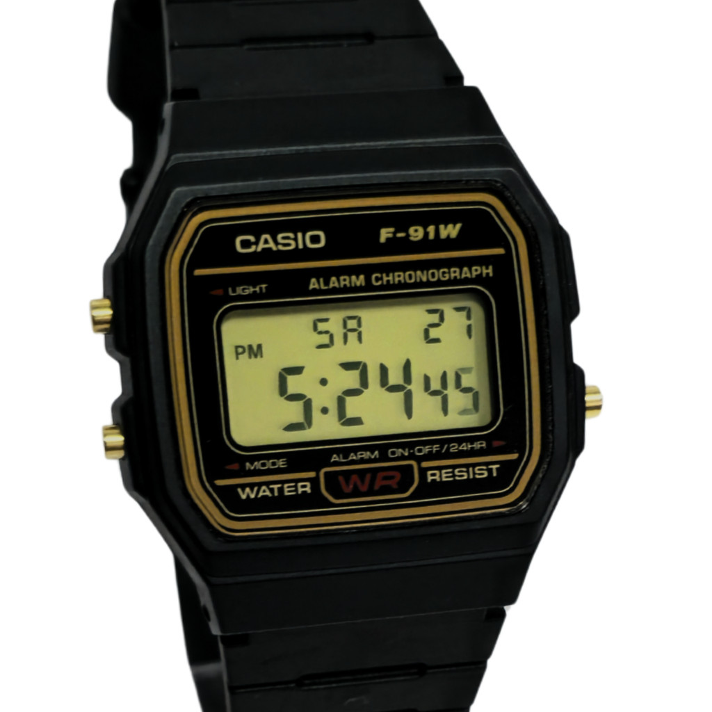 Relógio Casio Digital Unissex Clássico Preto F-91WG-9QDF