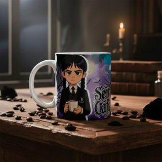 Caneca Wandinha Sem Café 325ml Caneca Cerâmica Chá Café Presente Fã Família Addams Estampa Exclusiva