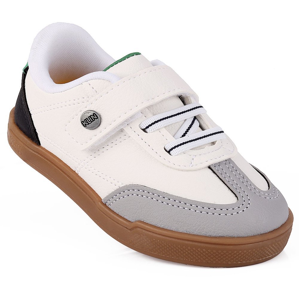 Tênis Infantil Meninos Klin Original  Flyer Branco e Cinza Baby - Estilo Samba C