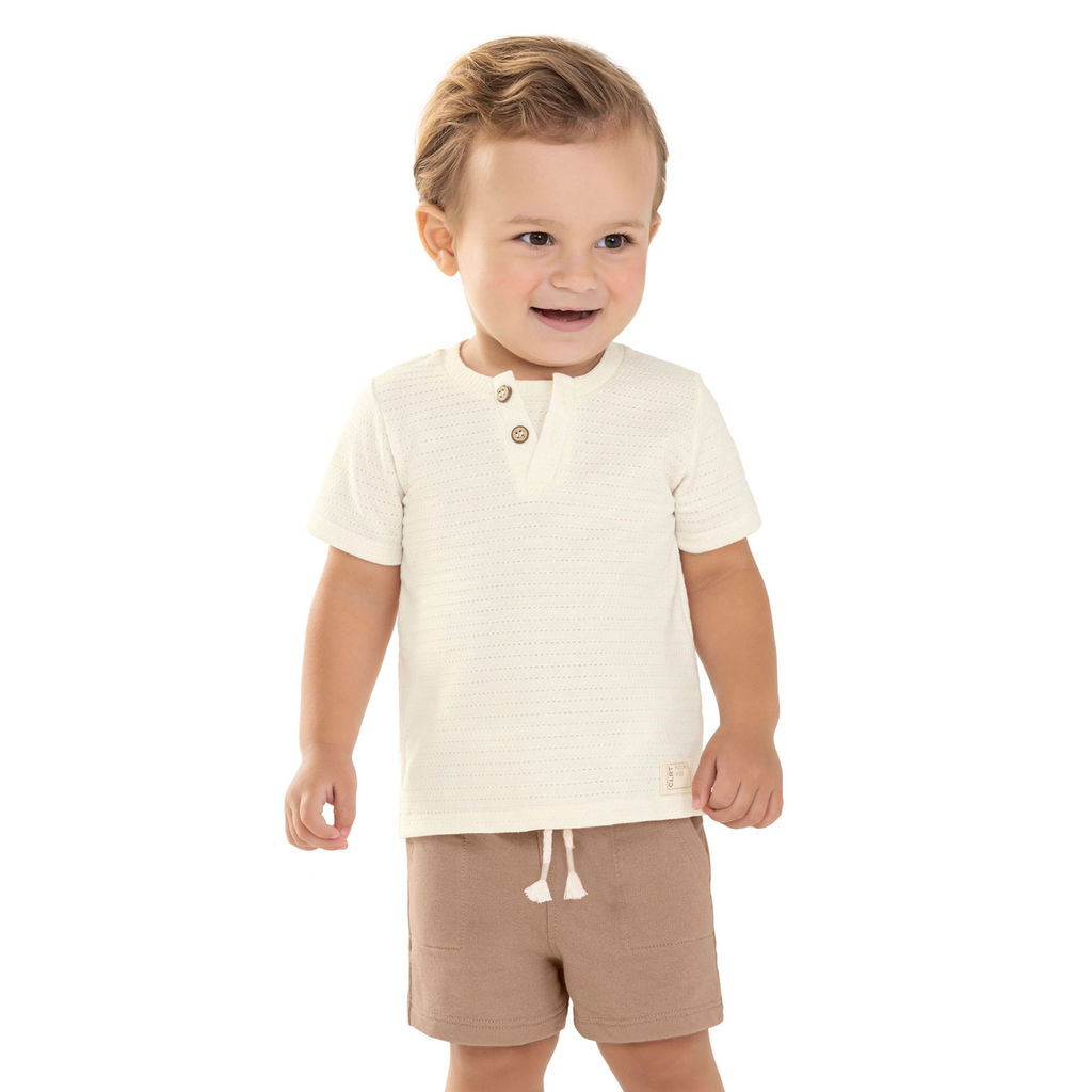 Conjunto Bebê Menino Texturizado Botões Colorittá Bege em Oferta na Shopee