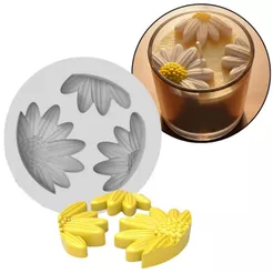 Forma de Silicone Margarida Bipartida para Vela Lembrancinha Gesso Biscuit Resina Artesanato