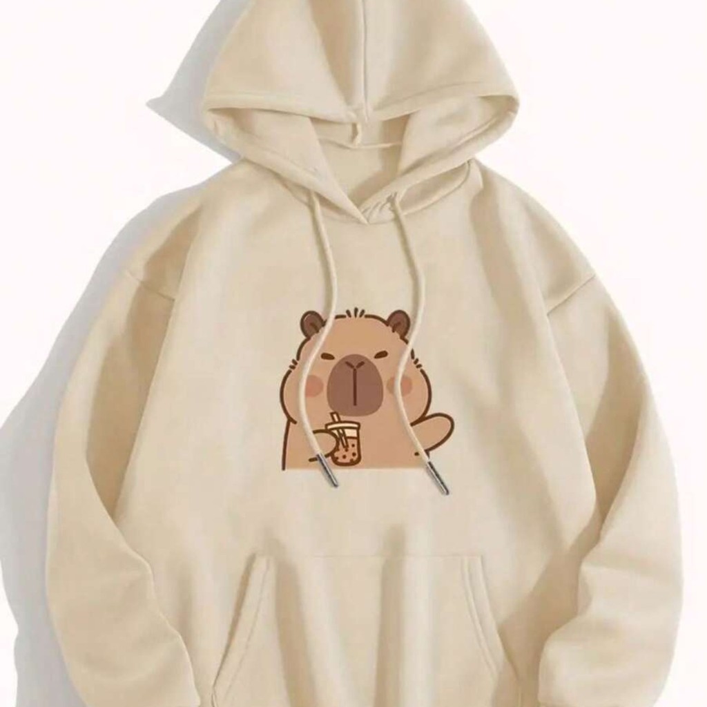 Moletom cangurú estampado capivara fofa moletom confortavél de algodão moda nova