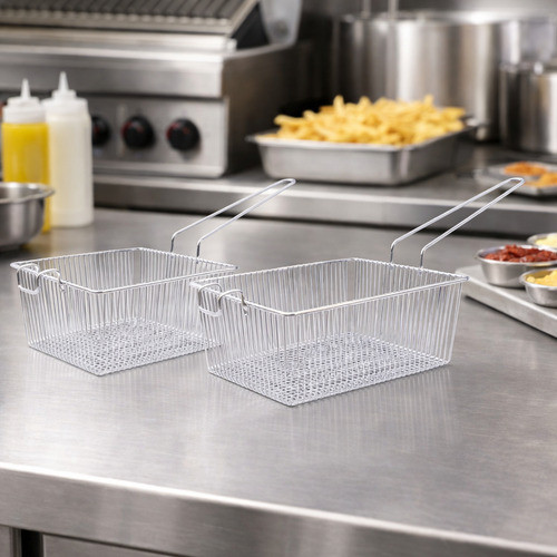 Kit 2 Cesto Para Fritura Fritadeira Retangular 24x18cm para Restaurantes