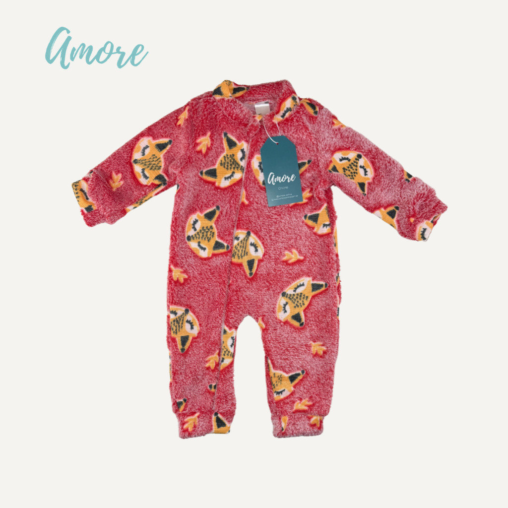 Macacão bebê Amore Inverno com Zíper Raposinha Vermelha