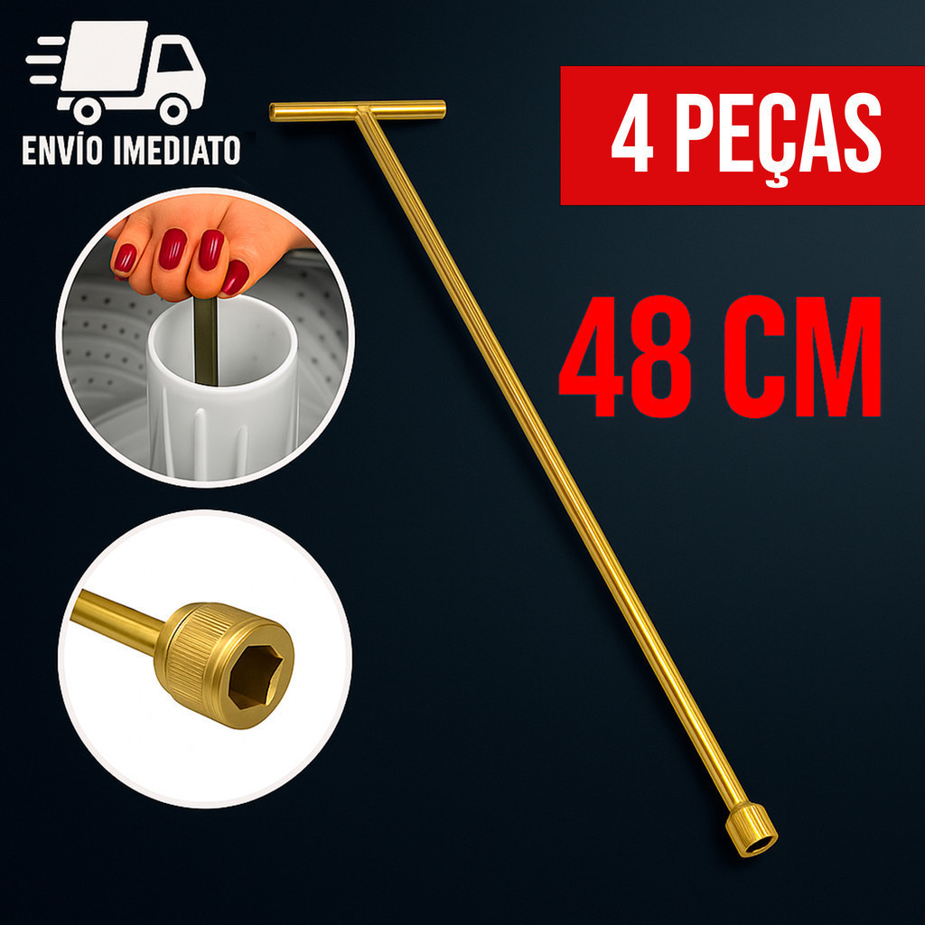 Kit 4 Chave T 10mm Longa para Agitador e Maquina de Lavar