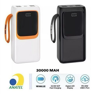 Power Bank 30000mAh PD 66W Carregador Portátil Carregamento Rápido Bateria Externa Universal Para Celular Tablet iPhone