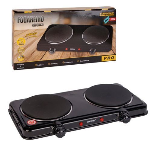 Fogareiro Inducao 2 Bocas Compacto Eletrico Cozinha Rápido Seguro Preto 220v