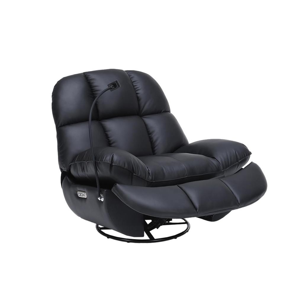 Poltrona do Papai Reclinável Elétrica Boston com Massagem Base Giratória Entrada USB/USB-C PU Preto — imagem 2 de 2