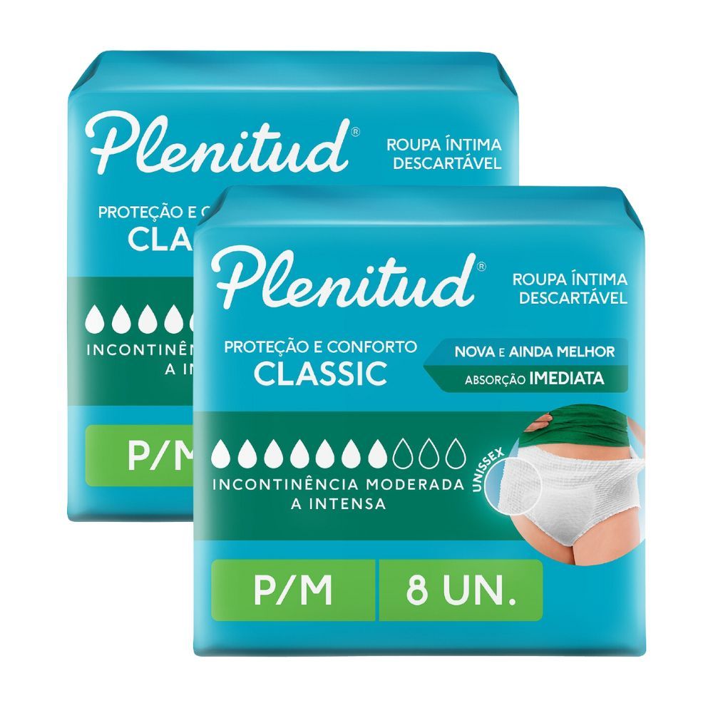 Kit 2 Roupa Íntima Plenitud Classic Tamanho P/M 8 Unidades em Oferta na Shopee