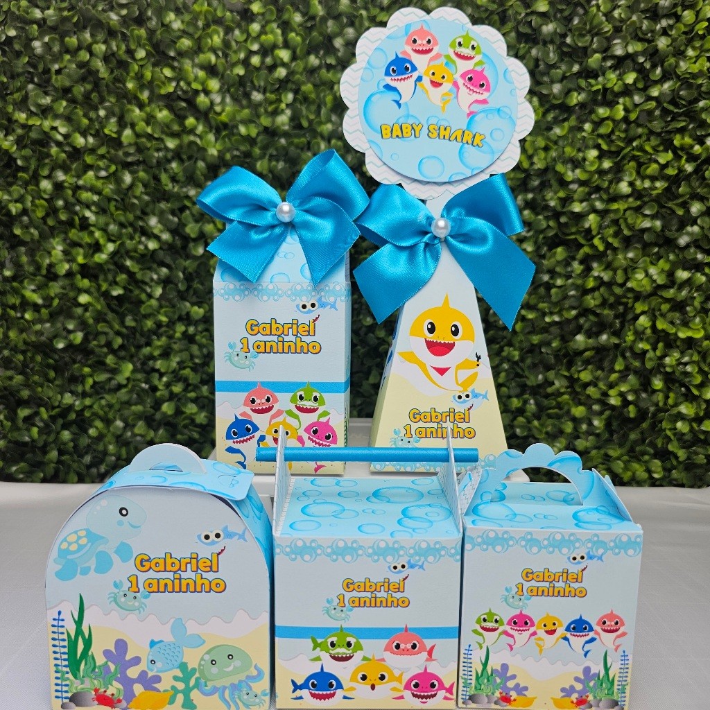 Kit Caixa Montada BABY SHARK MENINO - Personalizados - Festa infantil - Aniversário - Lembrancinha