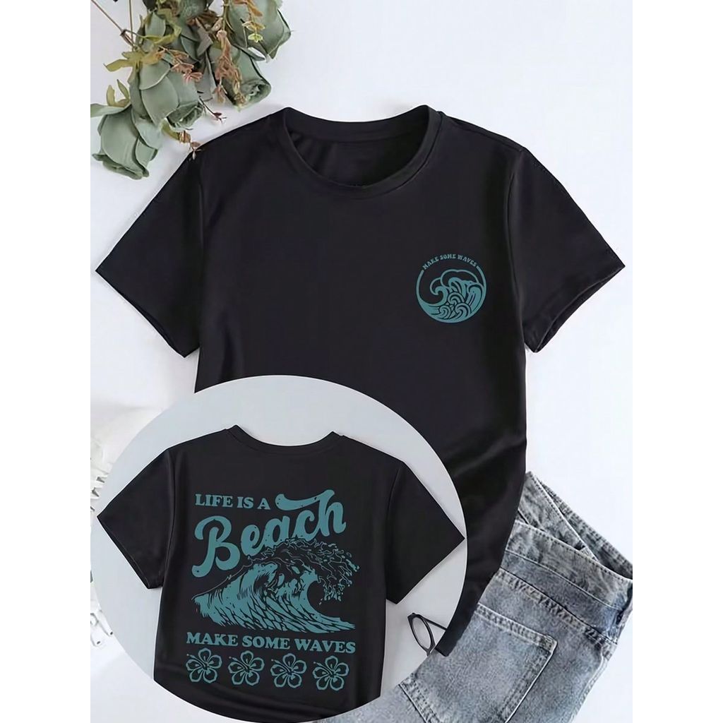 Camiseta Algodão Feminina Básica Premium Life Is Beach Presente Casual Moda Primavera Confortável