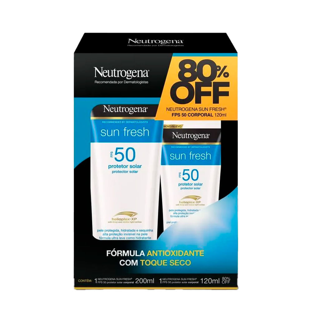 Kit Protetor Solar Neutrogena FPS50 200ml + Protetor Solar 120ml em Oferta na Shopee