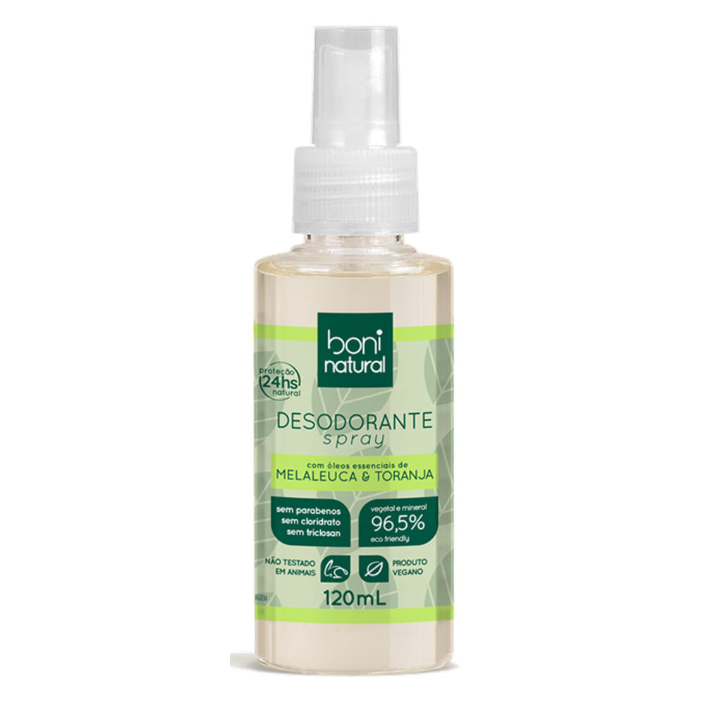 Desodorante Spray Boni Natural Melaleuca e Toranja 120ml em Oferta na Shopee