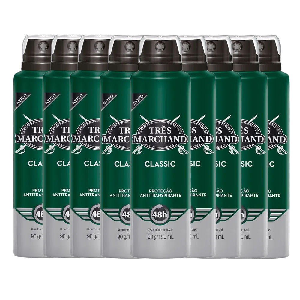 Kit Desodorante Aerosol Très Marchand Classic 150ml - 9 Unidades em Oferta na Shopee