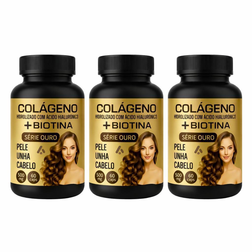 Kit 3 Colágeno Hidrolisado Com Ácido Hialurônico + Biotina - Arkad Suplementos - Original em Oferta na Shopee