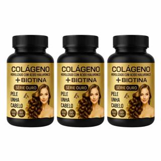 Kit 3 Colágeno Hidrolisado Com Ácido Hialurônico + Biotina - Arkad Suplementos - Original em Oferta na Shopee