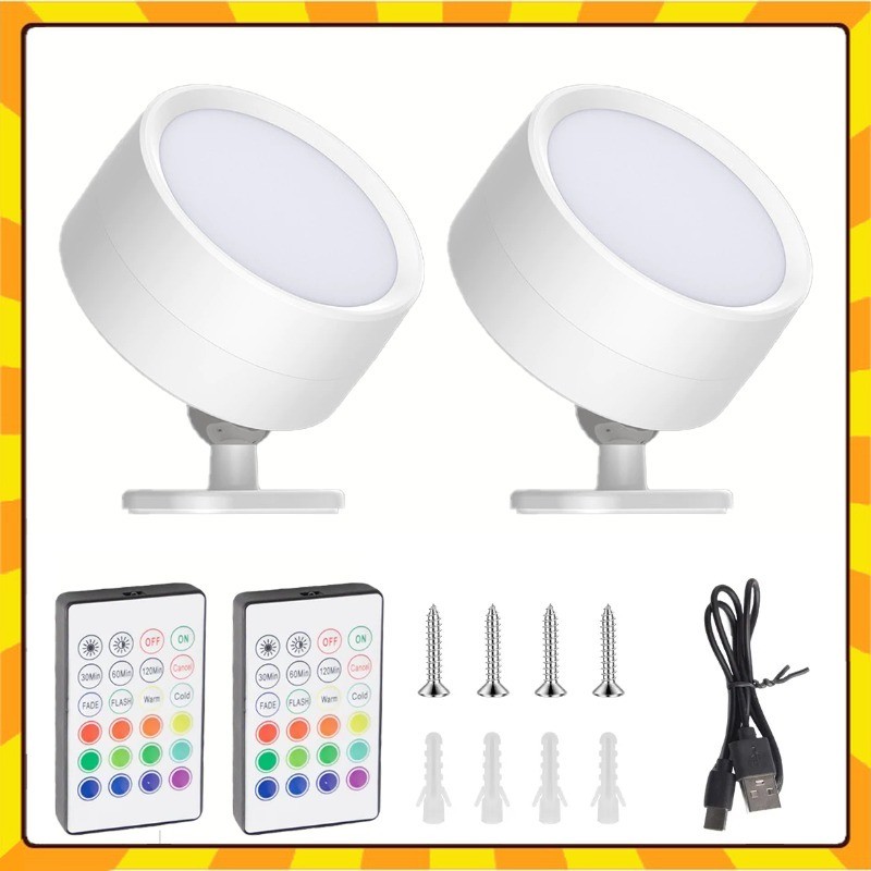 Kit 2 Luminária Spot Led 8W Arandela Cabeceira Luz de Parede 3 Tons de Luz Recarregável USB