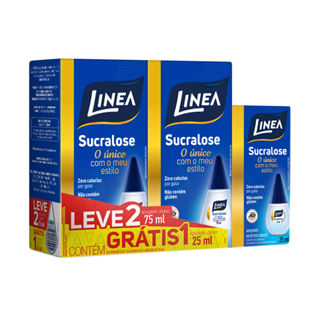 Adoçante Linea Sucralose Gotas 2 Unidades de 75ml Cada e Ganhe Adoçante Linea Sucralose Gotas 25ml em Oferta na Shopee