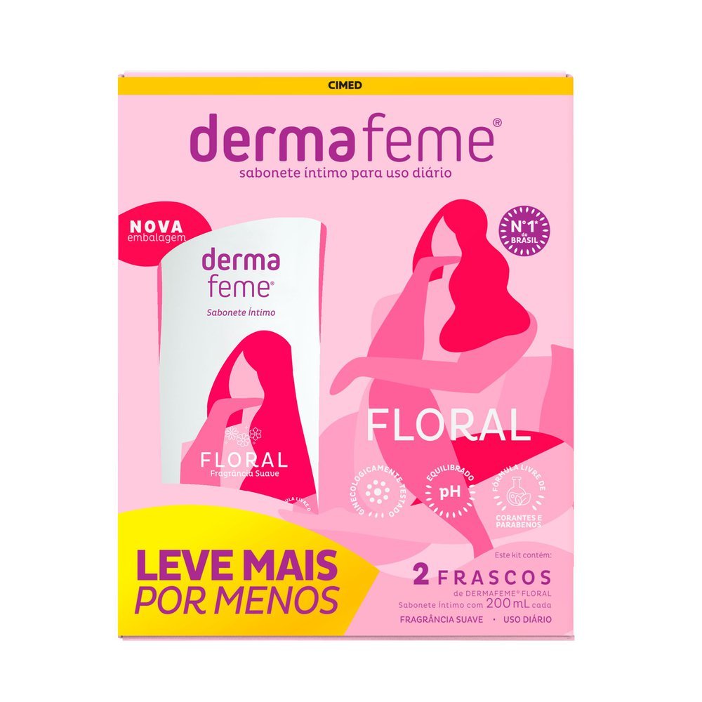 Sabonete Íntimo Dermafeme Floral Kit 2X200Ml