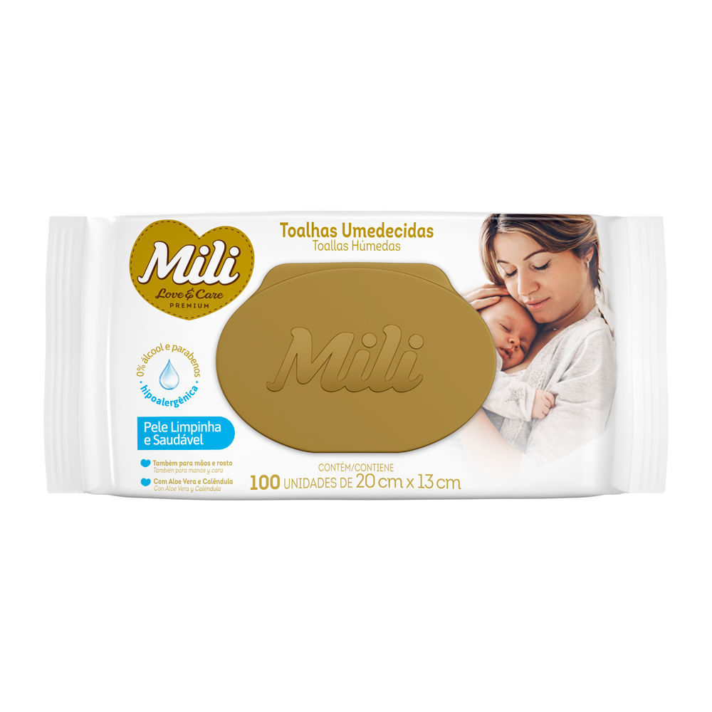 Toalha Umedecida Mili Love Care com 100 Unidades em Oferta na Shopee