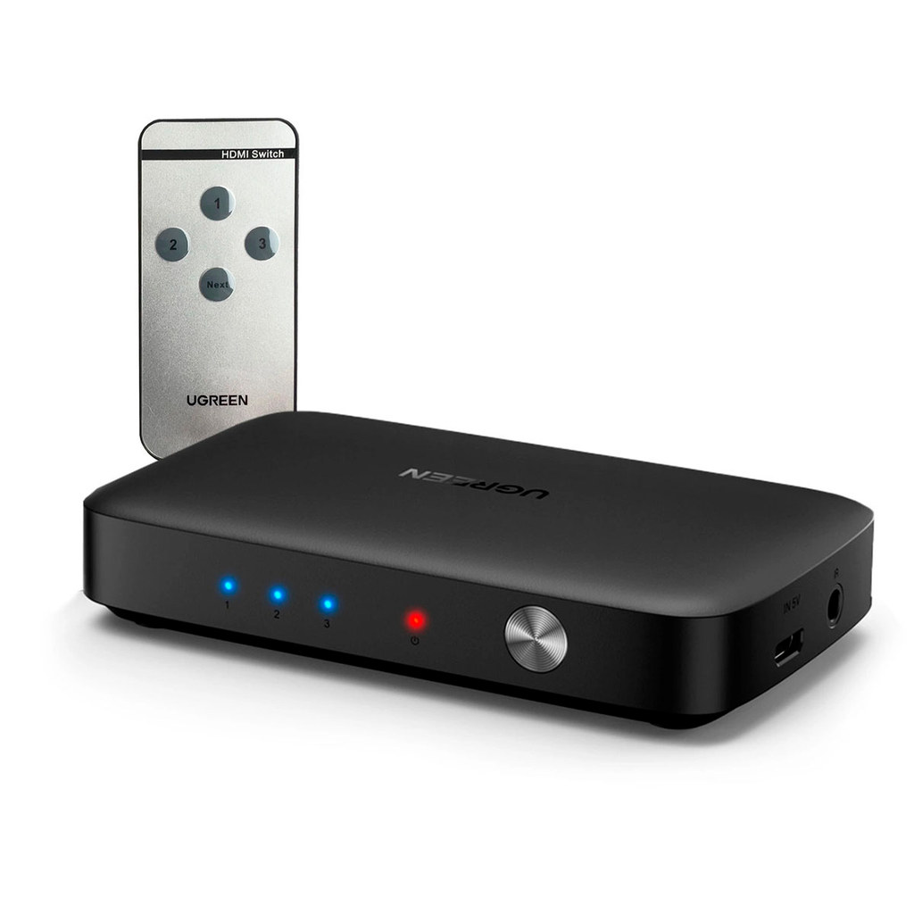 SWITCH HDMI COM 3 ENTRADAS HDMI E 1 SAIDA HDMI COM CONTROLE REMOTO CM332 UGREEN - 80125