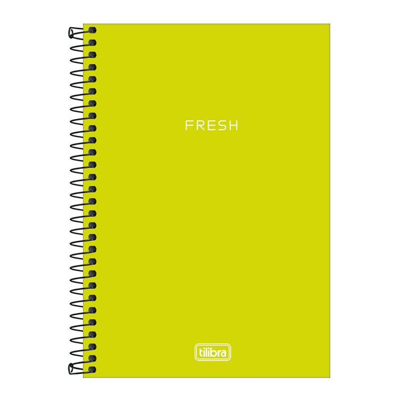 Caderno espiral capa plástica sem pauta 1/4 80 folhas Neon Verde Limão Tilibra em Oferta na Shopee