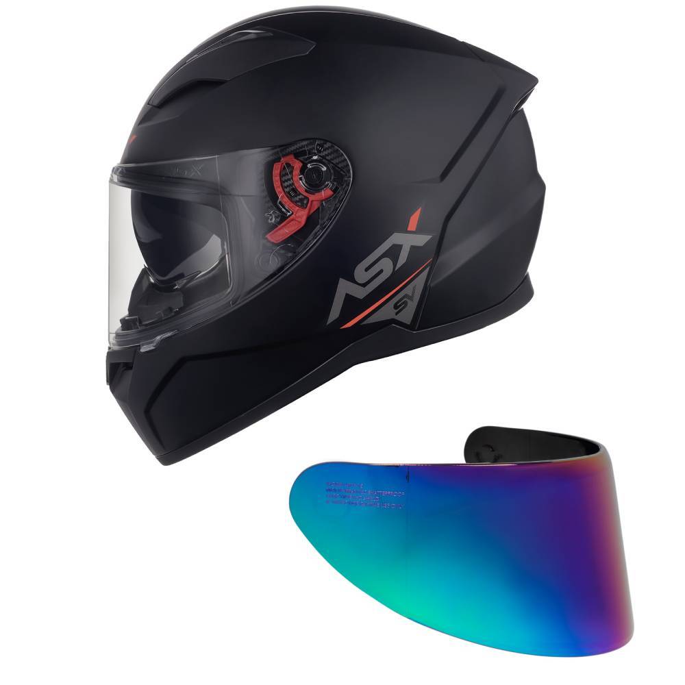 Capacete ASX City SV Solid Preto Fosco Mais Viseira Mais Viseira Camaleão